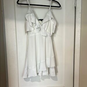 White Ruffled Mini Dress